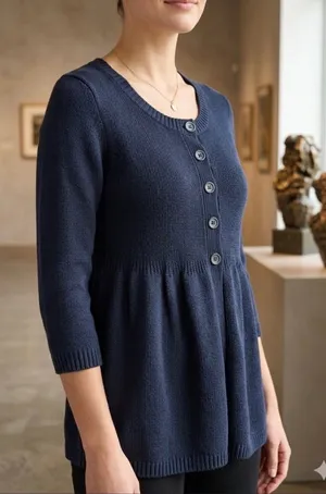 Izod Navy Long-Sleeve Button-Front Knit Sweater thumbnail 1