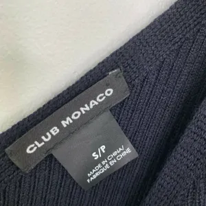 Club Monaco Womens Navy‎ Blue Merino Wool Ribbed Cold Shoulder Dress Size S thumbnail 3