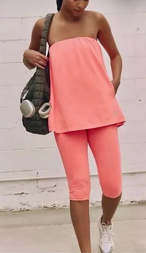 Free People FP Movement Hot Shot Tube Onesie Coral Small thumbnail 1