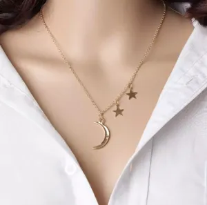Moon & Stars Charm Gold Silver Necklace Dainty thumbnail 3