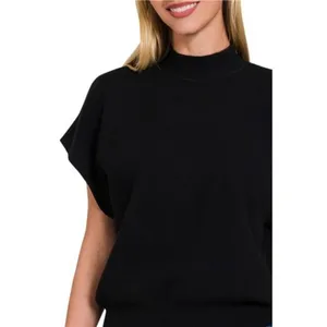 Zenana Mock‎ Neck Short Dolman Sleeve Sweater thumbnail 2