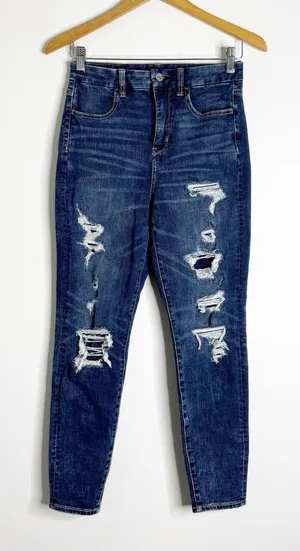 American Eagle Dream Jean Curvy Super Hi-Rise Jegging Size 4 Short Distressed thumbnail 1