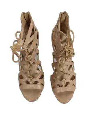Women Nine West Lace Up Cage Heels Nude Size 8M thumbnail 1