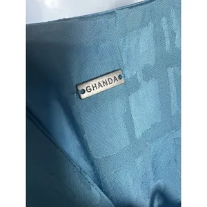 Ghanda Coastal Blue Satin Mini Slip Dress Tie Back Geometric‎ Jacquard Size M thumbnail 4
