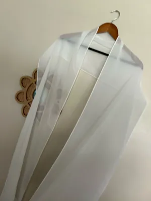 White bridal scarf thumbnail 7