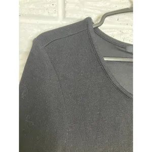 Quince Rib Knit Midi Dress Womens Small Black Excellent Tencel Long Sleeve Scoop thumbnail 5
