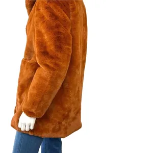 SAM EDELMAN Faux Fur Coat in Cognac, Size Large, New without tag thumbnail 8