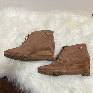 💙💖 Dr. Scholl's Brown Conquer Faux Suede Comfort Wedge Ankle‎ Booties thumbnail 3