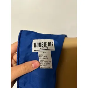 Robbie Bee Petite Royal Blue Linen Blend Peplum Top Dress 6P thumbnail 5