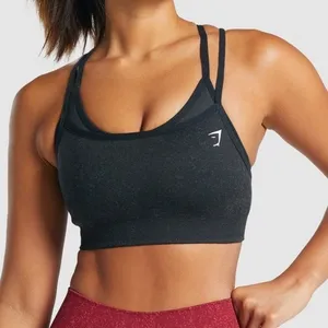 Gymshark Adapt Fleck Seamless Sports Bra Strappy Cage Back Seamless Marl Gray thumbnail 1