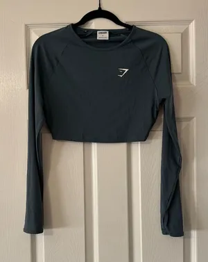 Gymshark Women's Long-Sleeve Cropped Training Top - Slate blue thumbnail 1