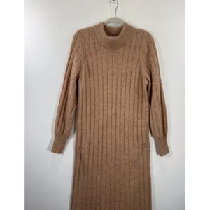 Selected Femme Sweater Dress Brown Glowie Midi Ribbed Knit Long Sleeve Medium thumbnail 6