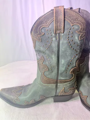 Teal Western Ankle Boots for Women thumbnail 9