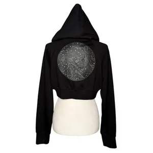 Cyberdog London Hoodie L Cropped Snake‎ Moon Alien Constellation Cyber Goth Rave thumbnail 6