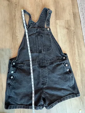 Old Navy Slouchy Straight Non-Stretch Black Jean Short Overalls XL thumbnail 6