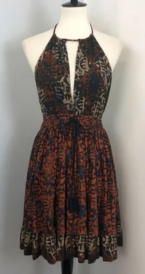 Free People Beach Day Open Back Halter Mini Dress In Black Medium thumbnail 1