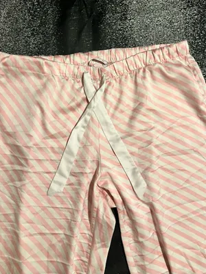 Womens large Victoria's Secret pajama pants w/drawstring & pockets-pink striped thumbnail 3
