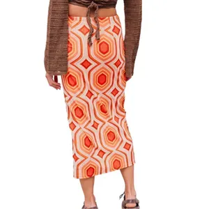 Nordstrom NWT Cider Mid Rise Geometric Twist Split Maxi Skirt Large thumbnail 2