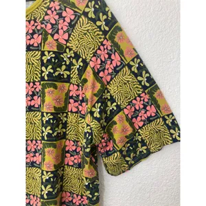 Target Latino Heritage Month Green Pink Boho Naturecore Floral Patchwork T-Shirt thumbnail 3