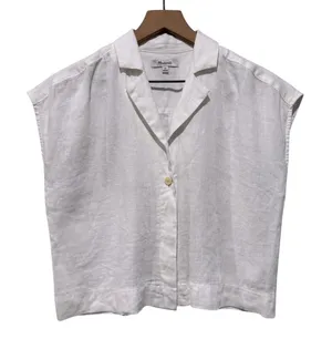 Madewell Womens Oversized Boxy 100% Linen Shirt Women Sz XS White Button Up thumbnail 1