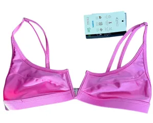 FAE Pink Metallic V Wire Front Bikini Top Swimwear Women's‎ Size S NWT thumbnail 1