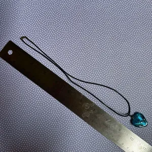 Blue glass heart pendant necklace sterling silver clasp on cord thumbnail 7
