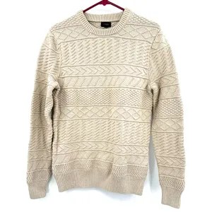 J.Crew Size Medium Long Sleeve Crew Neck Knit Pullover Sweater Tan‎ 100% Cotton thumbnail 1