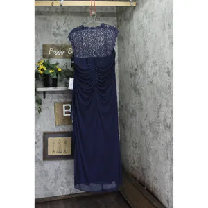 X By Xscape Plus Size Ruched Lace Gown Dress XC121W Navy Blue 18W thumbnail 2