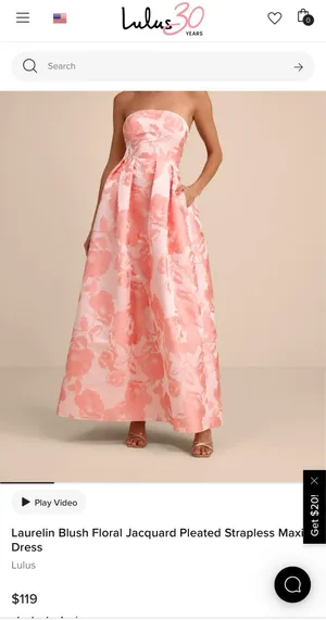 NWT Lulus Laurelin Blush Floral Jacquard Pleated Strapless Maxi Dress | Size S thumbnail 7