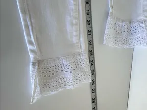 NWT 7 For All Mankind Gwenevere Ankle Skinny Eyelet Jeans White 23 thumbnail 6