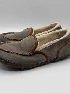 Sorel Tremblant Moc Slippers Womens 10 Gray Suede Fleece Lined Moccasins thumbnail 3