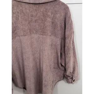 CISONO Mauve Brown Corduroy Shacket Oversized Button Down Shirt Jacket Large thumbnail 6
