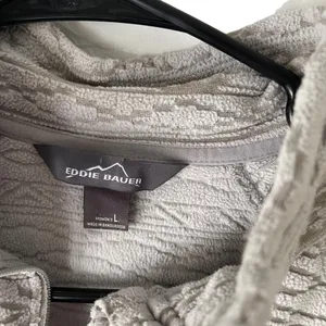 Eddie Bauer Size Large Fair Isle Fleece Grey Half Zip Pull‎ Over Sweater thumbnail 4