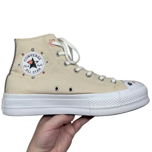 Converse Chuck Taylor Platform Beige Tan Embroidered Floral Flower Womens 11 thumbnail 16