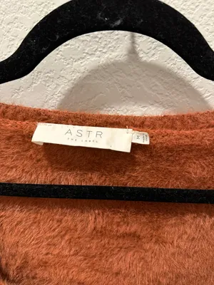 ASTR The Label Square Neck Fuzzy Crop Sweater in Rust thumbnail 3
