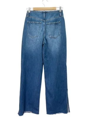 NWT EVEREVE Ever Slouchy Jeans Size 25 Dark Rinse High Rise Wide Leg Side Slit thumbnail 3