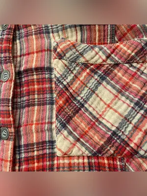 Free People Red Plaid Button-Up Shirt Cotton Gauze crinkle thumbnail 8