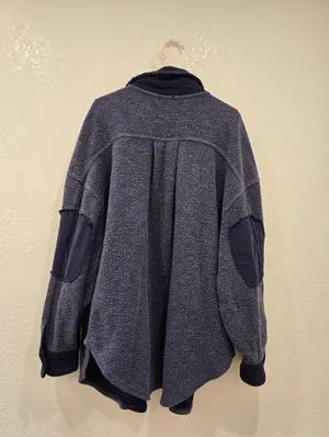 Free People We the Free Ruby Fleece Shirt Jacket Oversized Blue S thumbnail 4