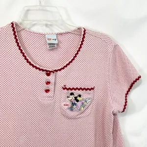 Disney Medium Nightgown Sleep Mickey Minnie Mouse Pink Heart Embroidered 761 thumbnail 2