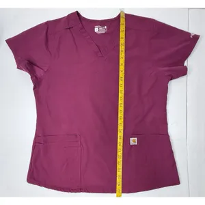 Carhartt Women's Scrub Top Force Essentials V-Neck 5 Pocket L Maroon Work Nurse‎ thumbnail 3