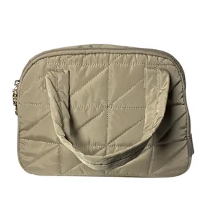 BAGSMART Large Makeup Bag Travel Toiletry Organizer Wide Open Quilted Tan thumbnail 9