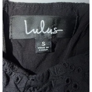 Lulus Dress Womens Small Black Eyelet Puff Sleeve‎ Mini Cottagecore Boho thumbnail 2