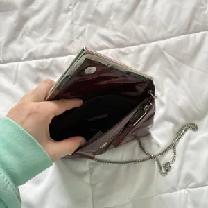 KOOBA Envelope Style Patent Leather Clutch Crossbody Shoulder‎ Chain Dark Red thumbnail 7