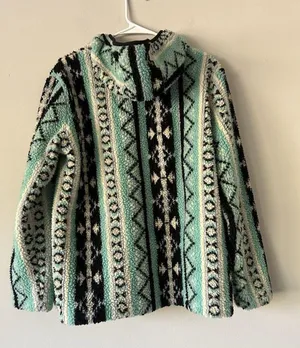 90s Streetwear Crazy Train Fiesta Deep Pile Fleece Hoodie Women’s Size Medium thumbnail 2