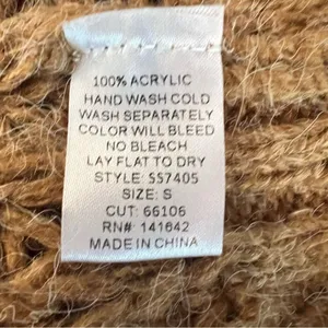Leela & Lavender Oversized Tan Boyfriend Grandpa Cable Knit Cardigan Sweater L thumbnail 6