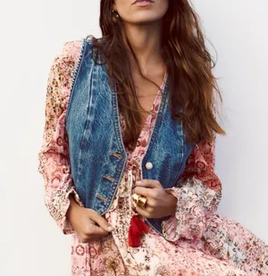 ZARA Denim Cropped Vest thumbnail 6