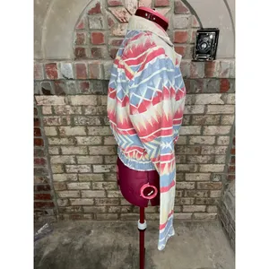 Jean Jacket Aztec print cropped Vintage 1980s red blue cream thumbnail 7