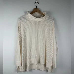 Anthropologie Vanna Cowl Neck Ribbed Sweater‎ Ivory Long Sleeves Women’s Sz M thumbnail 2