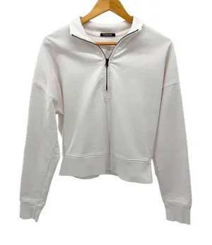 Talentless Cropped Quarter Zip Sweatshirt White Minimal Luxe Cotton Size‎ S thumbnail 1