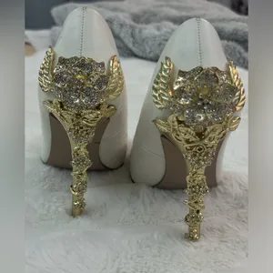 White Heels with Gold Accents thumbnail 4